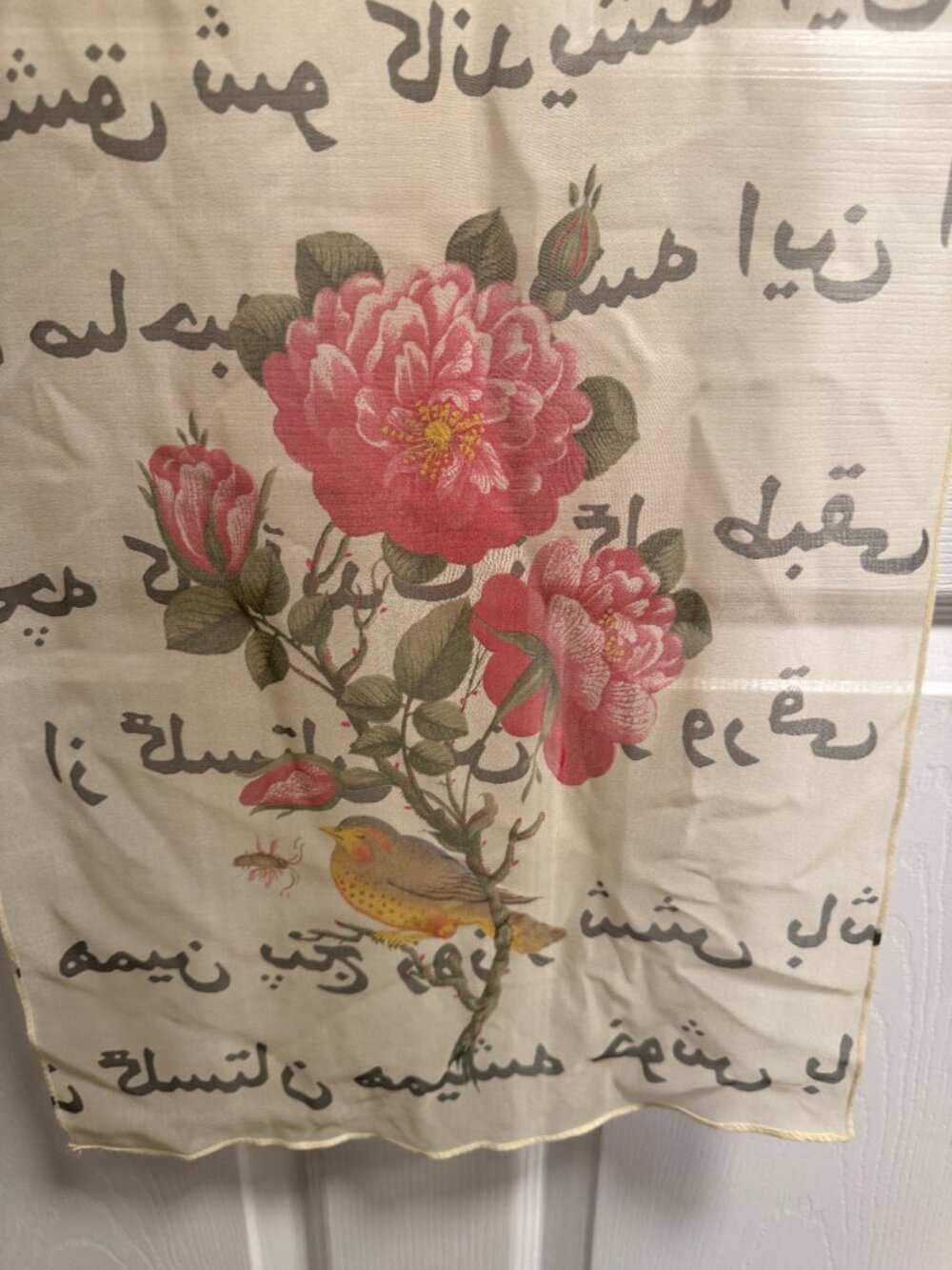 The British Museum Silk Scarf, Floral Script Print – 100% Silk - has pull